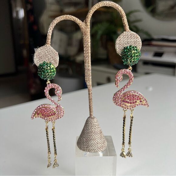 Flaming Earrings. Statement Sparkly Dangle Earrings - 4.5” Post Back - Picture 1 of 9